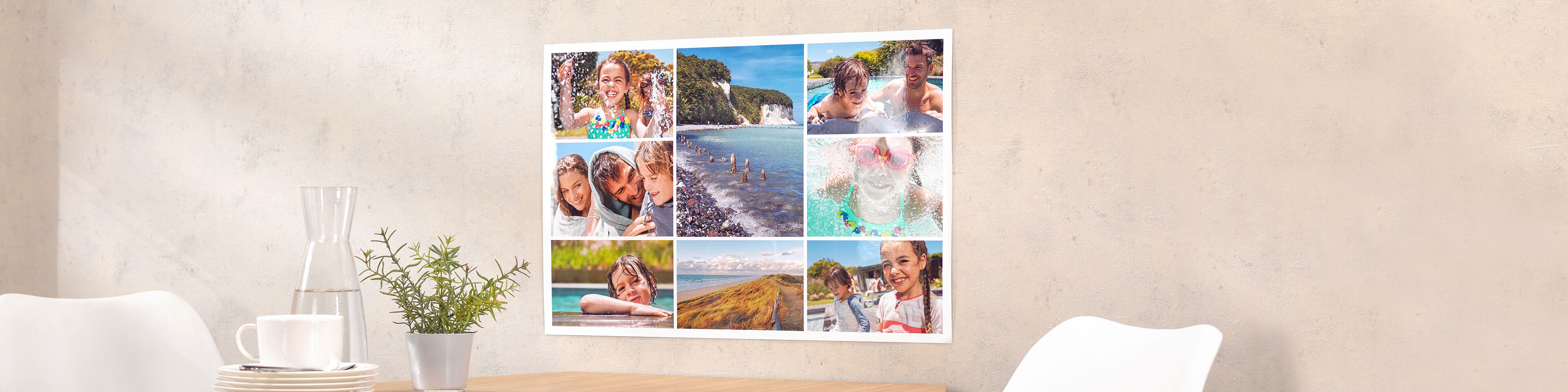 large collage of family photos printed as wall art for your home.