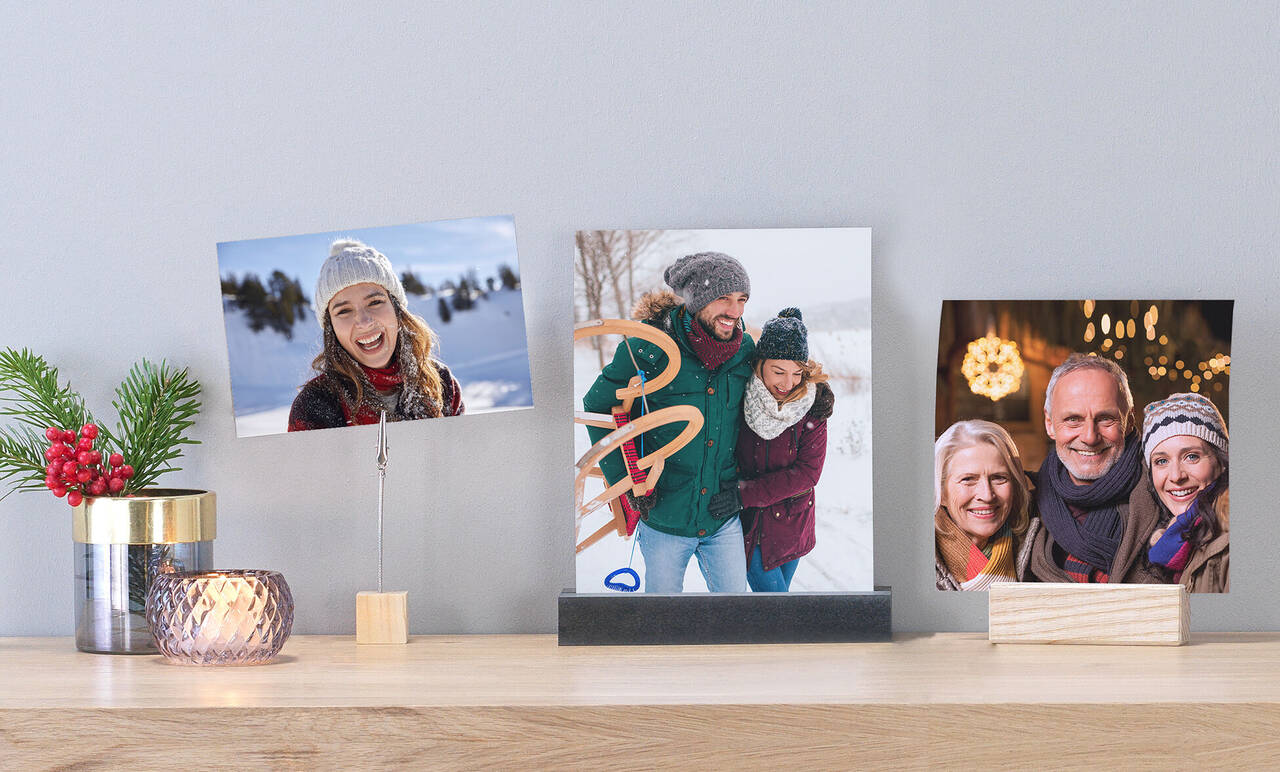 photos of family members printed as 6x4" and square photo prints