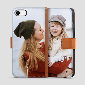 mother and daughter printed onto faux leather sideflip phone case